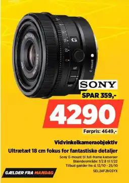 Power Sony Vidvinkelkameraobjektiv tilbud