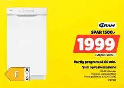 Power Gram slim opvaskemaskine tilbud
