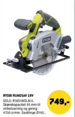 XL-BYG Ryobi rundsav 18v tilbud
