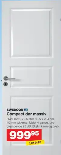 Bauhaus Swedoor Compact dør massiv tilbud