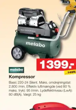 Bauhaus metabo kompressor basic 220-24 silent tilbud