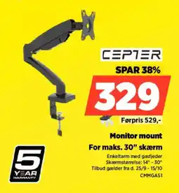 Power Cepter monitor mount tilbud