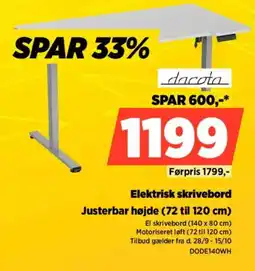 Power dacota elektrisk skrivebord tilbud