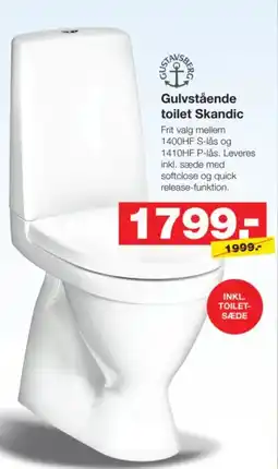 Bauhaus Gustavsberg gulvstående toilet skandic tilbud