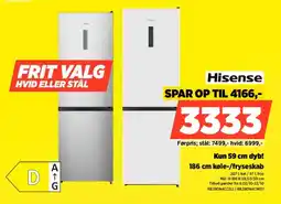 Power Hisense køle-/fryseskab tilbud