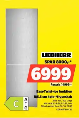 Power Liebherr 185,5 cm køle-/fryseskab tilbud