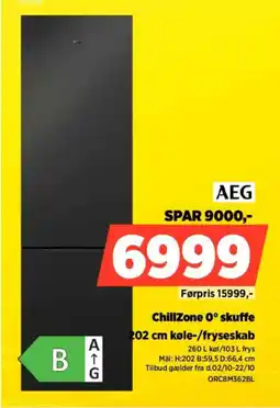 Power Aeg chillzone 0° skuffe 202 cm køle-/fryseskab tilbud