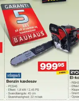 Bauhaus scheppach Benzin kædesav tilbud