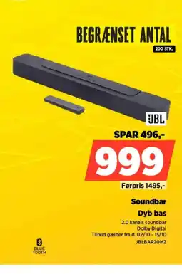 Power JBL Soundbar Dyb bas tilbud