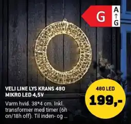 XL-BYG Veli Line lys krans 480 mikro led 4,5v tilbud