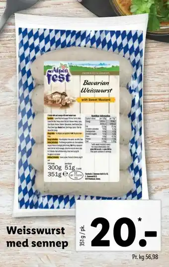 Let-Køb Weisswurst med sennep tilbud