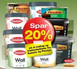 Bauhaus Spar 20% på al maling og træbeskyttelse fra Sadolin og Pinotex tilbud