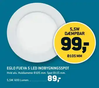 XL-BYG Eglo fueva 5 led indbygningsspot tilbud