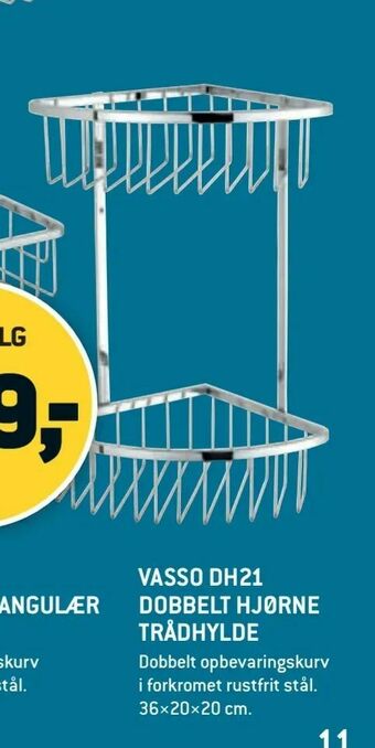 XL-BYG Vasso dh21 dobbelt hjørne trådhylde tilbud