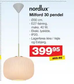 Bauhaus Nordlux Milford 30 pendel tilbud