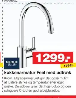Bauhaus køkkenarmatur Feel med udtræk tilbud