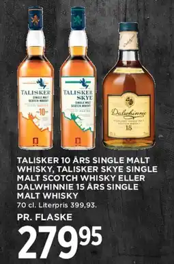 MENY Talisker 10 års Single Malt, Talisker Skye eller Dalwhinnie 15 års tilbud