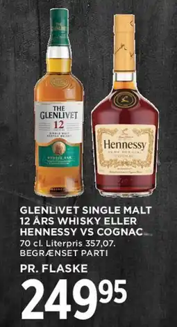 MENY Glenlivet Single Malt 12 års eller Hennessy VS Cognac tilbud