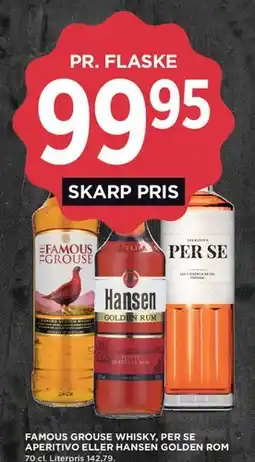MENY Famous Grouse Whisky, Per Se Aperitivo eller Hansen Golden Rom tilbud