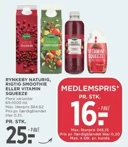 MENY Rynkeby naturig, rigtig smoothie eller Vitamin Squeeze tilbud