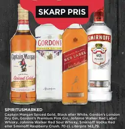 MENY Captain Morgan, Gordon's, Johnnie Walker eller Smirnoff (Spiritusmarked) tilbud