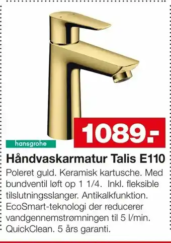 Bauhaus Håndvaskarmatur Talis E110 tilbud