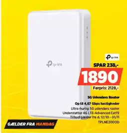 Power Tp-link 5G Udendørs Router Op til 4,67 Gbps hastigheder tilbud