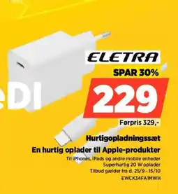 Power ELETRA Hurtigopladningssæt En hurtig oplader til Apple-produkter tilbud
