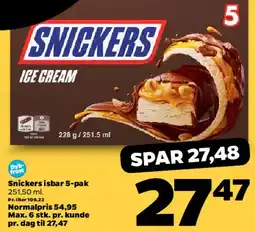 Netto Snickers Ice Cream 5-pak tilbud