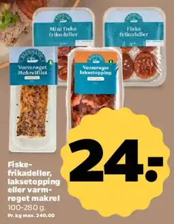 Netto Fiske frikadeller / laksetopping / røget makrel tilbud