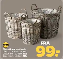 Netto Flettet kurv med hank tilbud