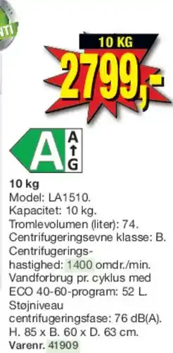 Harald Nyborg Vaskemaskine (10 kg) tilbud