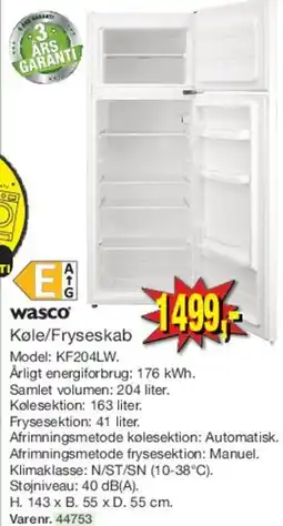 Harald Nyborg Køle/Fryseskab (Model KF204LW) tilbud