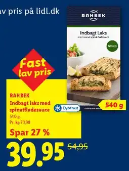 Lidl Indbagt laks med spinatflødesauce tilbud