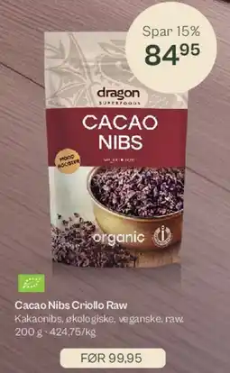 Helsam Cacao Nibs Criollo Raw tilbud