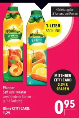 Citti Pfanner Saft oder Nektar tilbud