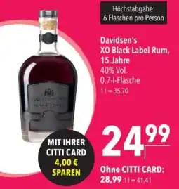 Citti Davidsons XO Black Label Rum tilbud