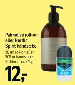 Føtex Palmolive roll-on eller Nordic Spirit håndsæbe tilbud