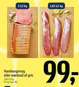 Føtex Hamburgerryg eller mørbrad af gris tilbud