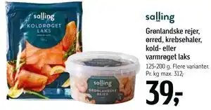 Grønlandske rejer, ørred, krebsehaler, kold- eller varmrøget laks