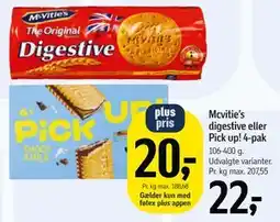 Føtex Mcvitie’s digestive eller Pick up! 4-pak tilbud