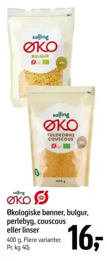 Føtex Økologiske bønner, bulgur, perlebyg, couscous eller linser tilbud