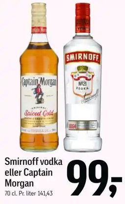 Føtex Smirnoff vodka eller Captain Morgan tilbud
