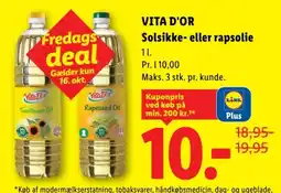 Lidl Vita D'or solsikke- eller rapsolie tilbud