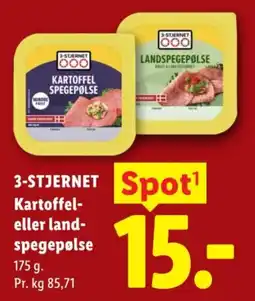 Lidl 3-stjernet kartoffel- eller land-spegepølse tilbud
