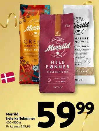 Løvbjerg Merrild hele kaffebønner tilbud