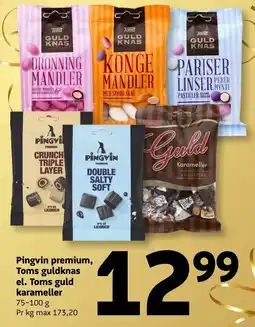 Løvbjerg Pingvin premium, Toms guld knas el. Toms guld karameller tilbud