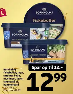 Løvbjerg Bornholms fiskeboller rogn sardiner i olie muslinger lever laksepaté el. hummerpaté tilbud