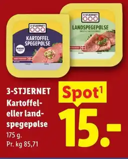 Lidl 3-STJERNET Kartoffel- eller landspegepølse tilbud