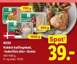 Lidl ROSE Hakket kyllingekød, -inderfilet eller -lårmix tilbud